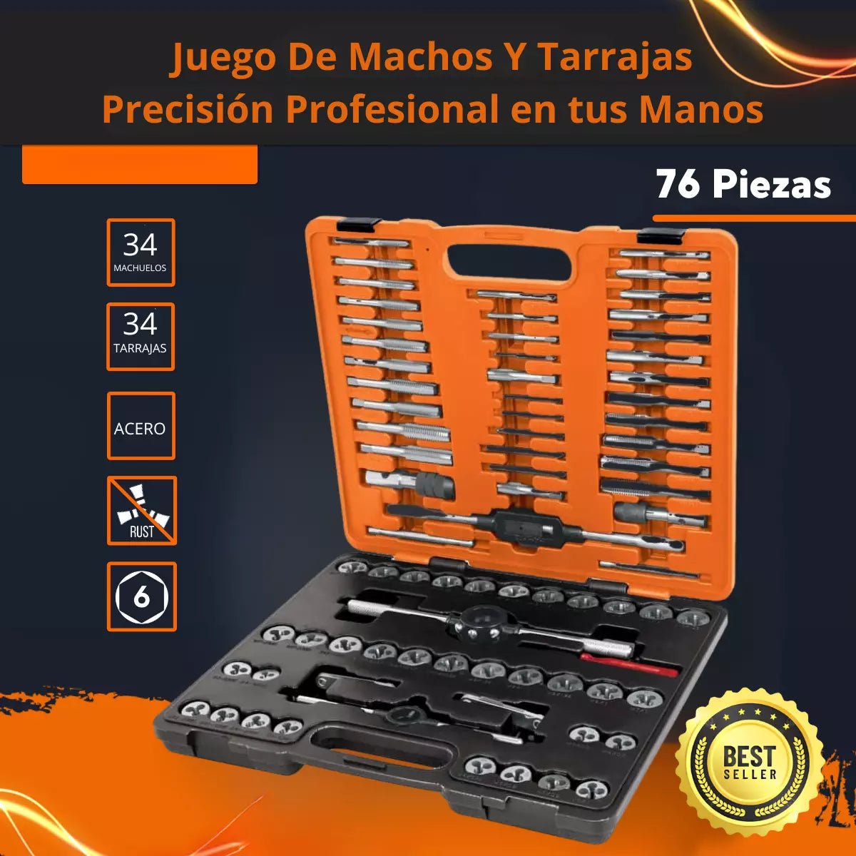 Kit Roscado Profesional con Estuche 76 Piezas - Tool Shop